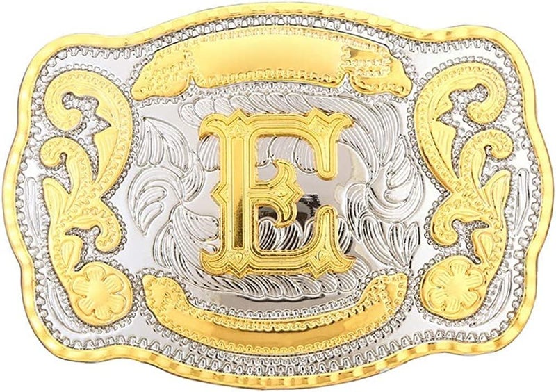 WMG Western Belt Buckle Initial Letters ABCDMRJ to Z Cowboy Belt Buckle, Rodeo Buckles for Men & Women Fits Up to 2 Inch Belts - Image 1